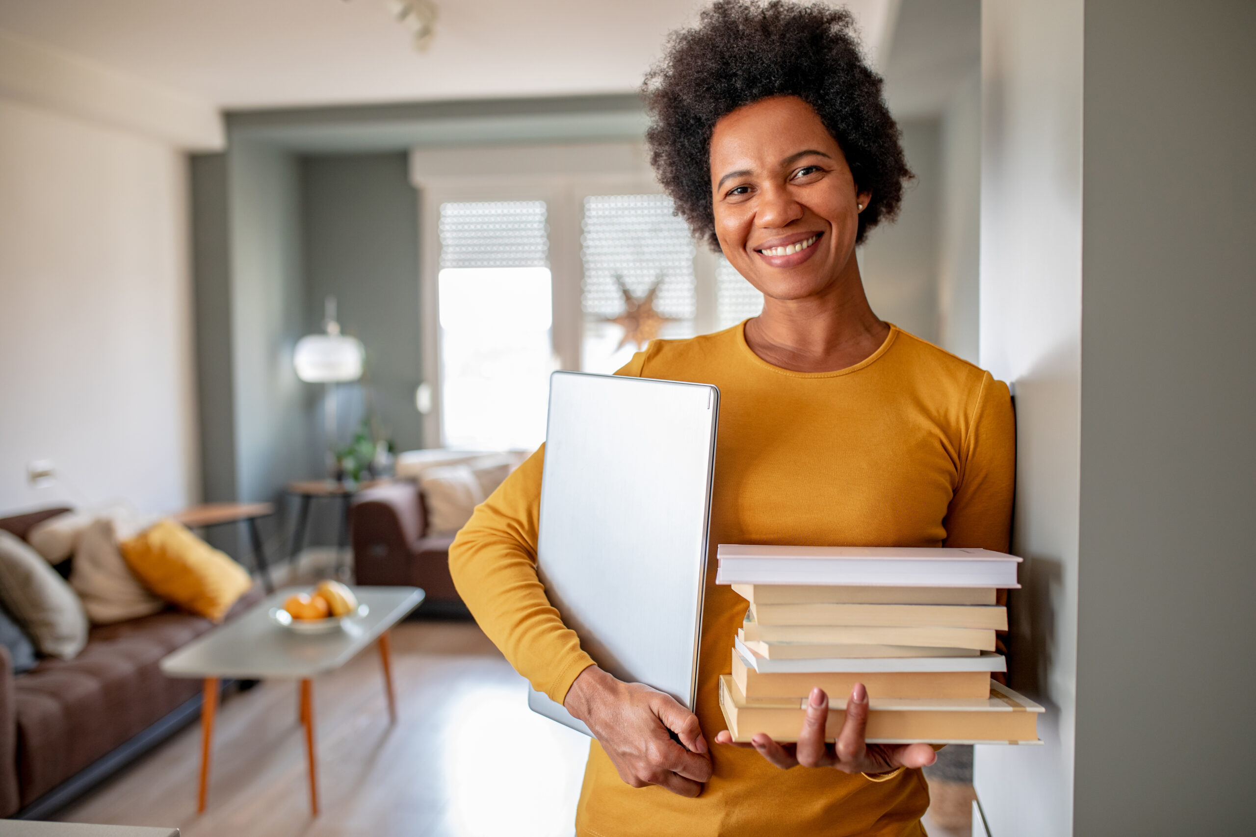 Portrait of female professor at home